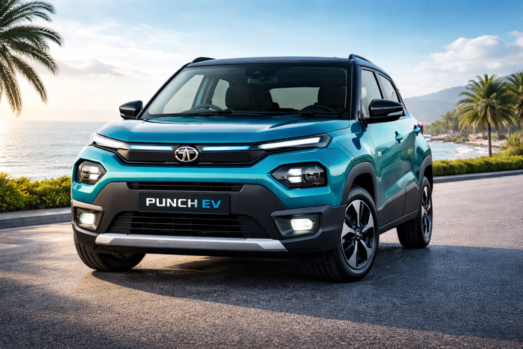 New Tata Punch EV electric  car SUV blue colour