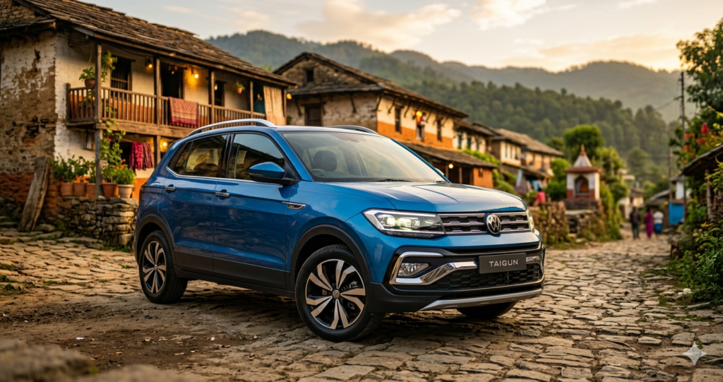 Volkswagen Taigun 2026 rear view with LED tail lights and bold design