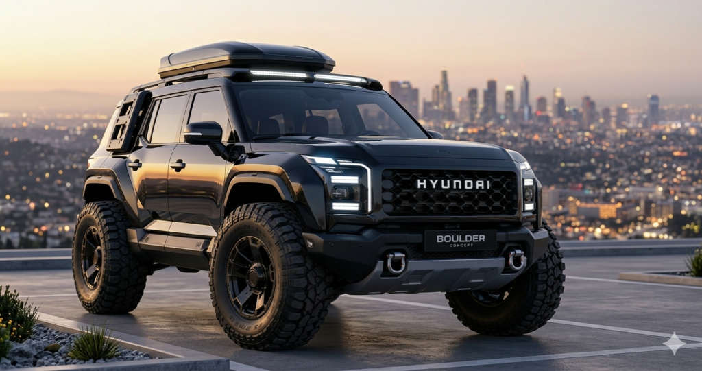 Hyundai Boulder 2026 futuristic SUV side profile black color premium design