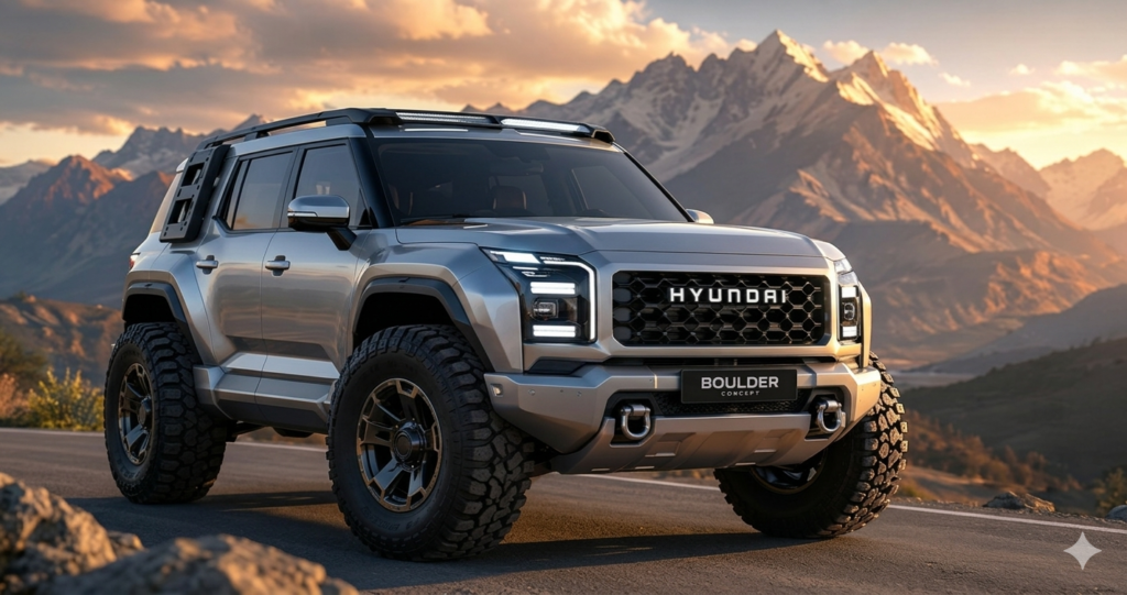 Hyundai Boulder AI off-road SUV digital guidance system concept exterior shot