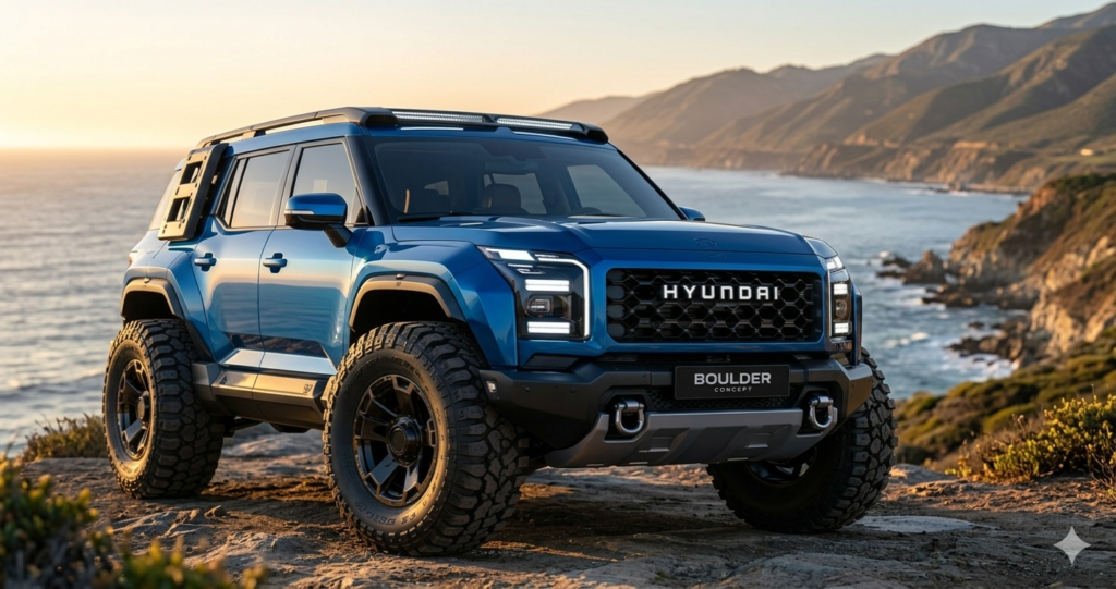 Hyundai Boulder interior concept configurable cabin futuristic dashboard HUD display