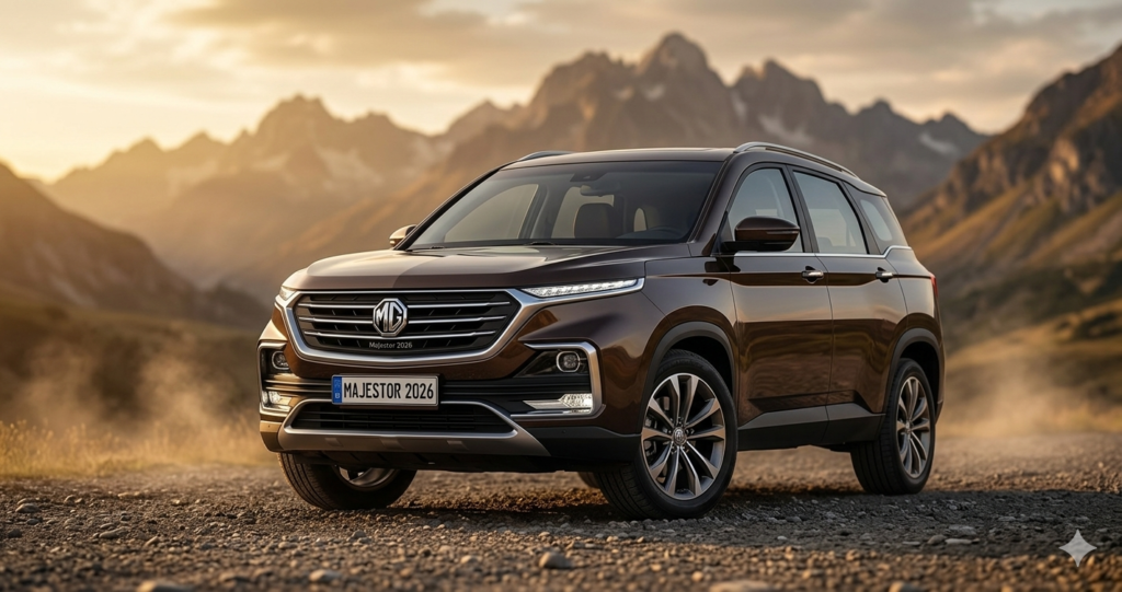 MG Majestor 2026 side profile premium SUV with large wheelbase and chrome finish