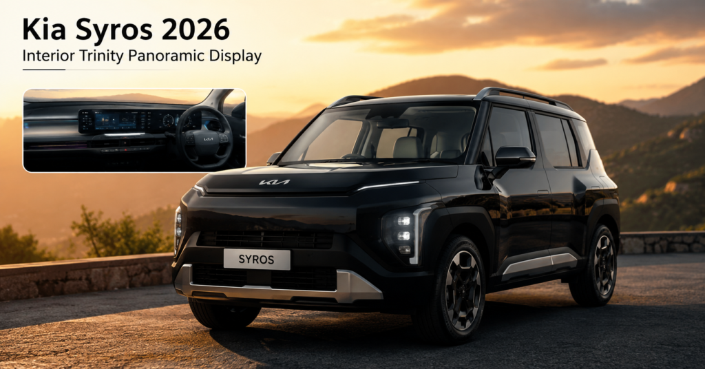 Kia Syros 2026 interior dashboard Trinity panoramic display