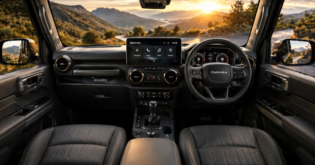 Mahindra Bolero 2026 interior dashboard features"