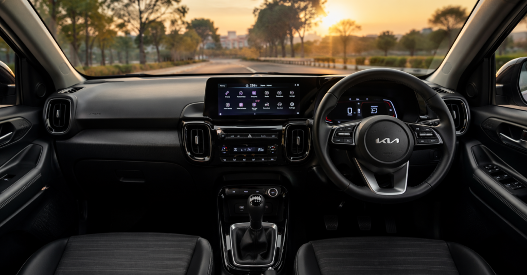Kia Sonet HTK Plus 2026 Interior Dashboard"