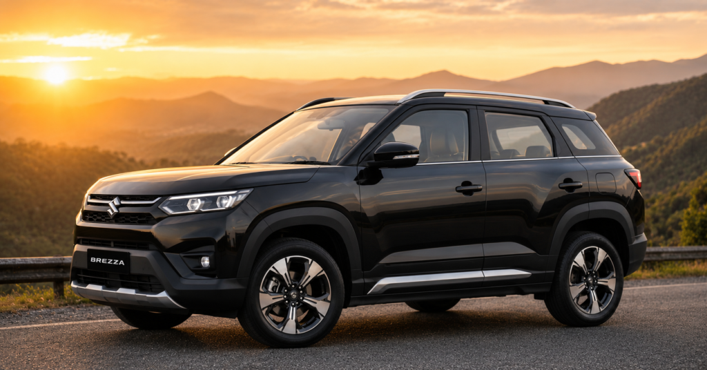 Maruti Brezza 2026 side profile alloy wheels SUV India
