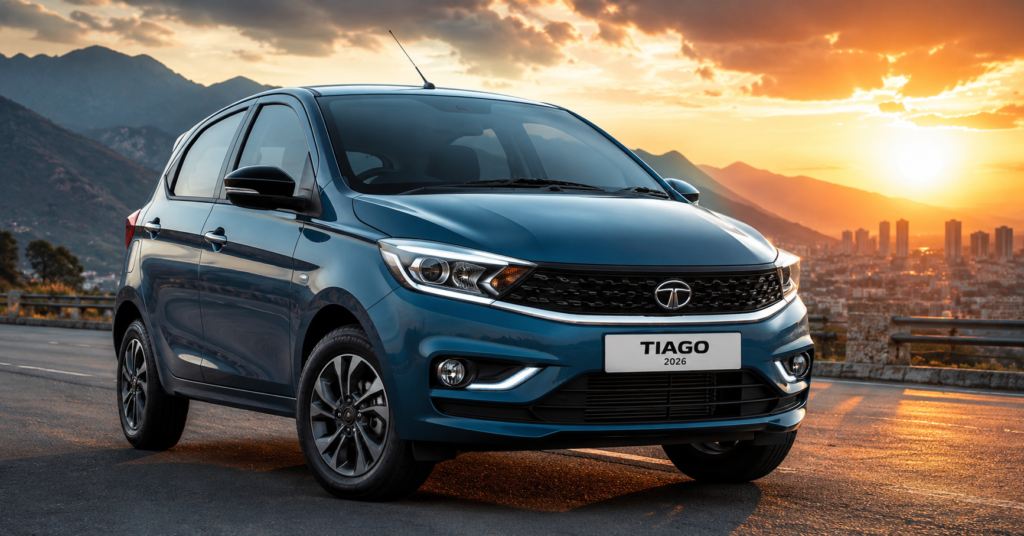 Tata Tiago 2026 Front View Silver Color India