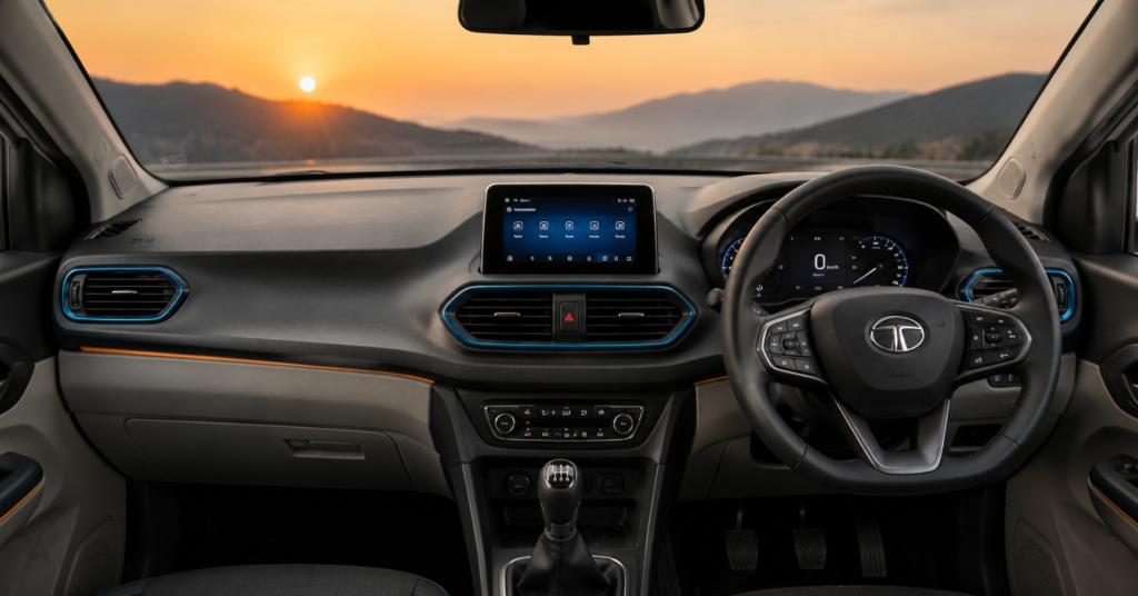 Tata Tiago 2026 Interior Dashboard Infotainment System Hindi 