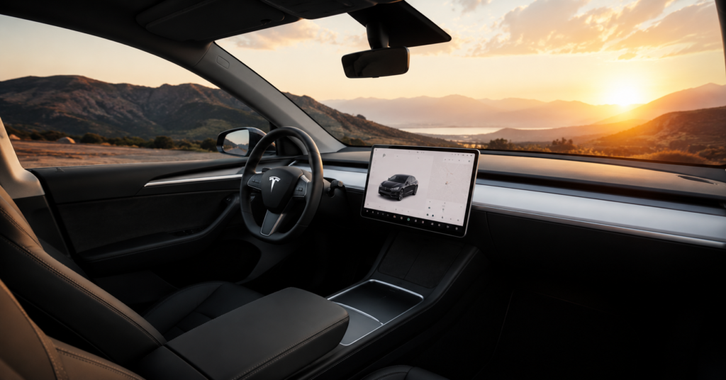 Tesla Model Y 2026 interior cabin view