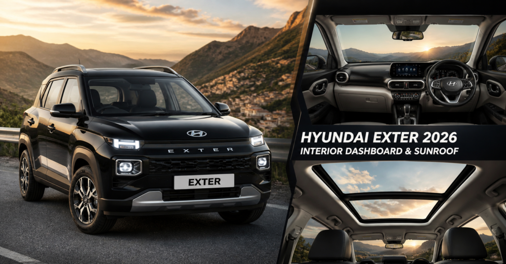 hyundai exter interior dashboard 2026 sunroof features"