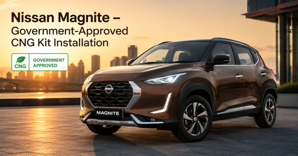 nissan magnite cng kit installation 72000 rupees authorized dealer