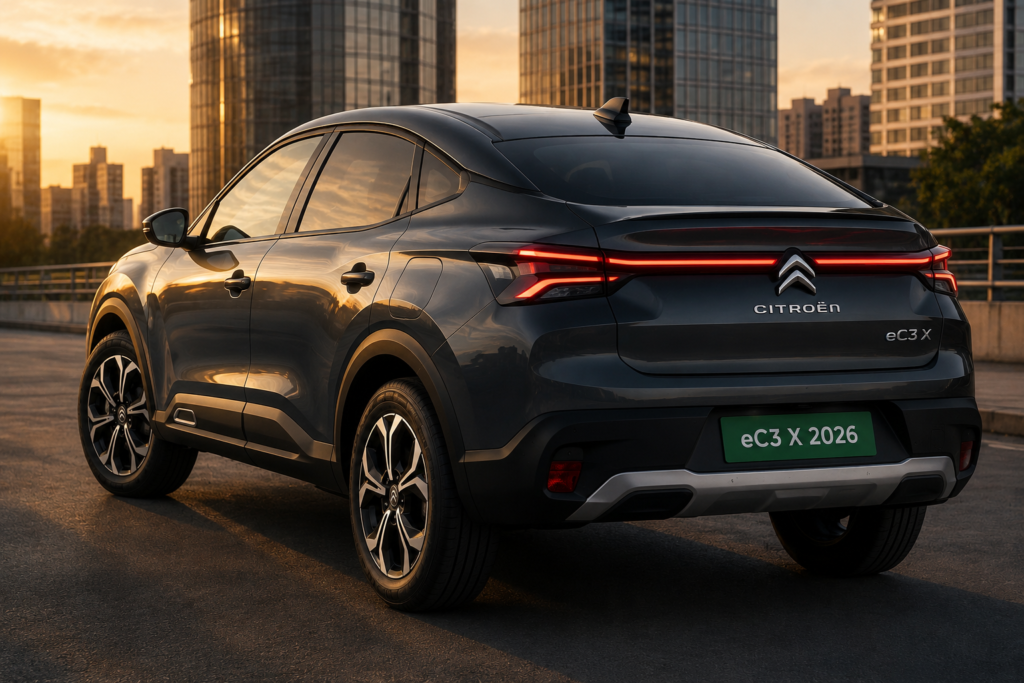Citroen eC3 X 2026 की रियर कूपे स्टाइलिंग और LED टेल लैंप्स"