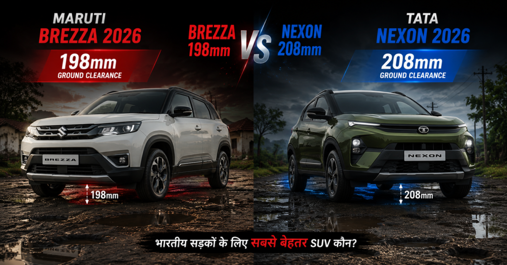 Brezza vs Nexon ground clearance comparison on bad Indian road conditions