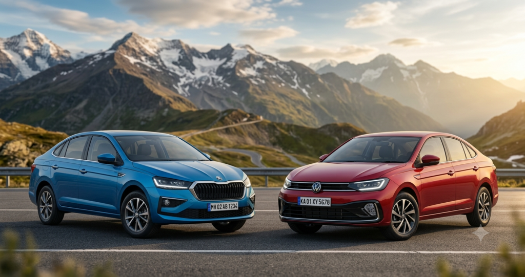 Skoda Slavia Facelift vs Volkswagen Virtus comparison