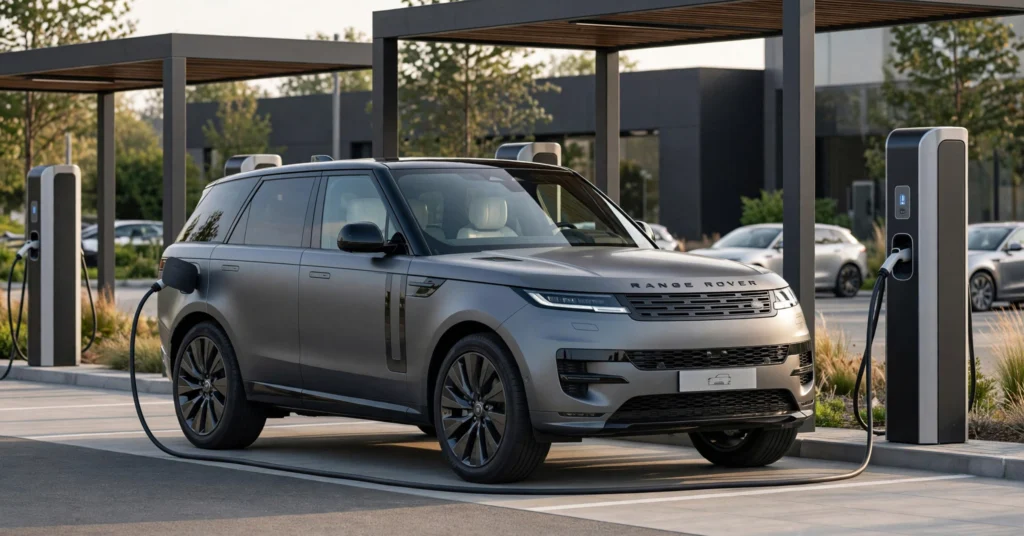 Range Rover Electric luxury interior cabin with touchscreen