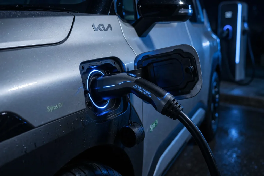 Kia Syros EV Price in India Kia Syros EV DC fast charging port