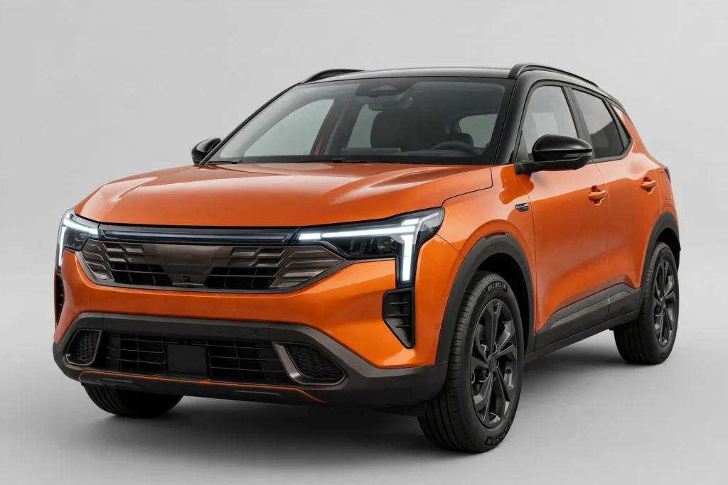 Brezza 2026 Price in India 2026 facelift front three-quarter with turbo badge