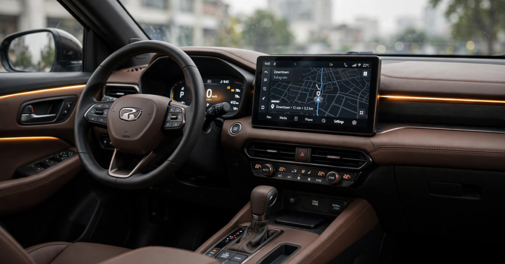 Brezza 2026 dashboard 10.1-inch touchscreen ambient lighting
